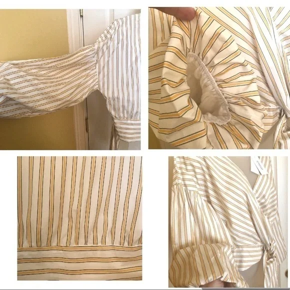 𝅺Host PICK🎉DEREK Lam V Neck Cropped 3/4 Sleeve Top Cotton Modern Neutral - Picture 6 of 11